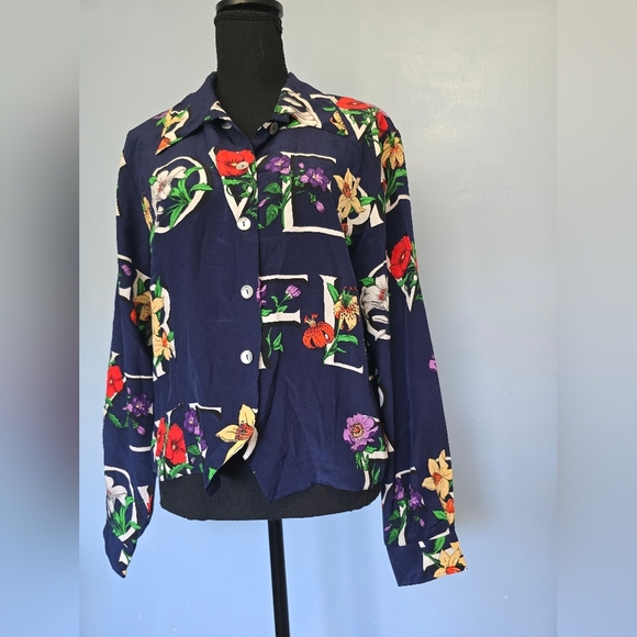 Peter Martin Silk Floral Print Blouse Size 14 - Picture 1 of 10